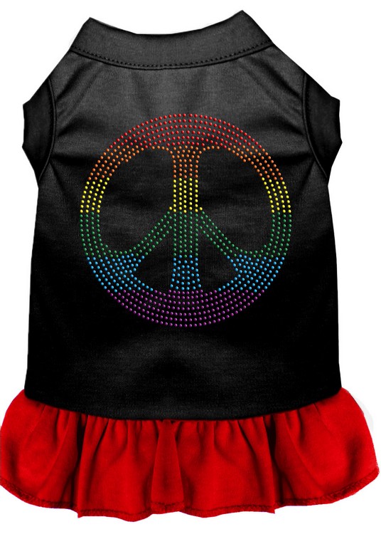 Rhinestone Rainbow Peace Dress Black with Red Med